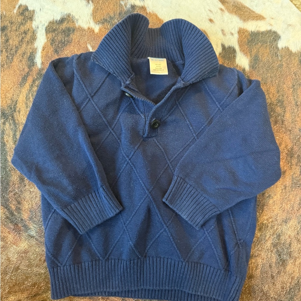 Gymboree Blue Diamond Pattern Zip-Up Sweater 18-24 mo